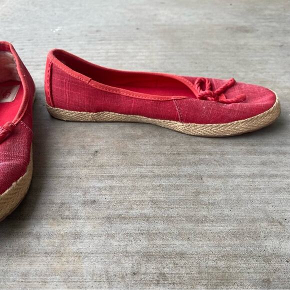UGG Red canvas Espadrille slip on loafer with Decorative Bows size 8.5 women - Picture 7 of 8